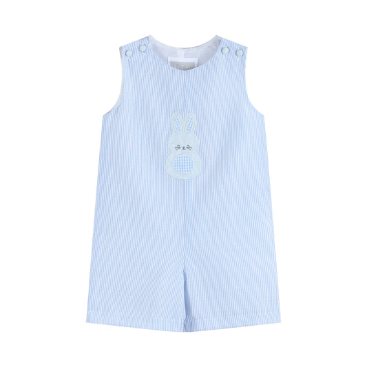 Blue Seersucker Gingham Bunny Shortall