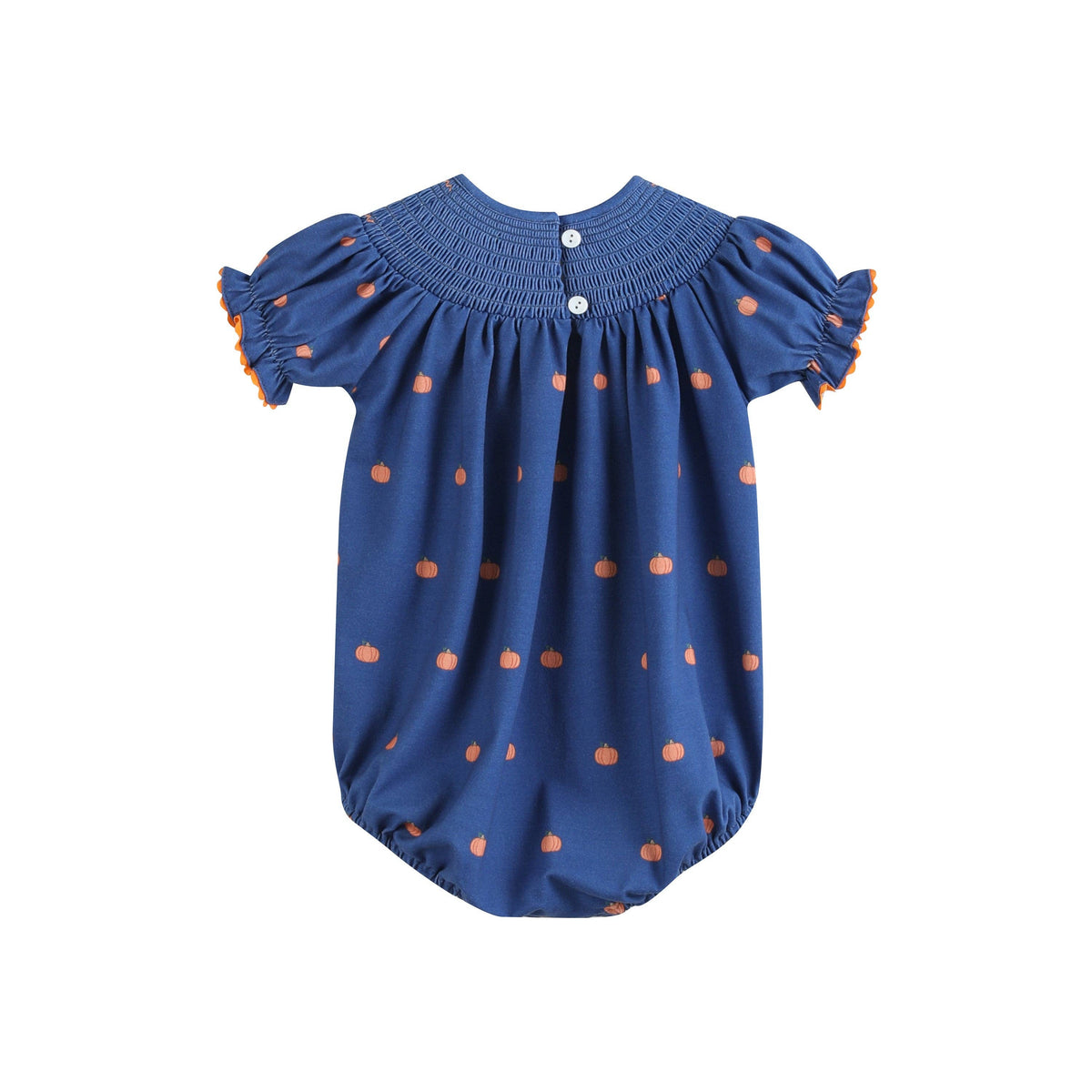 Blue Pumpkin Print Knit Smocked Romper