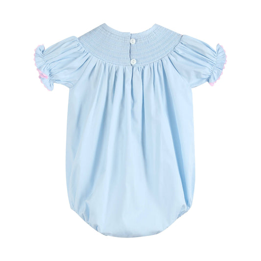 Blue and Pink Bow Smocked Romper